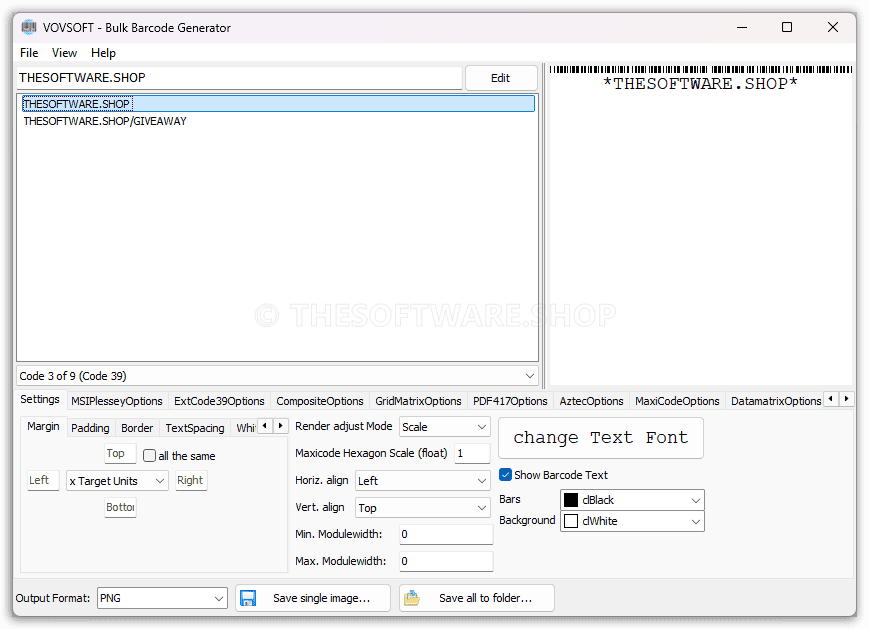 VOVSOFT Bulk Barcode Generator screenshot