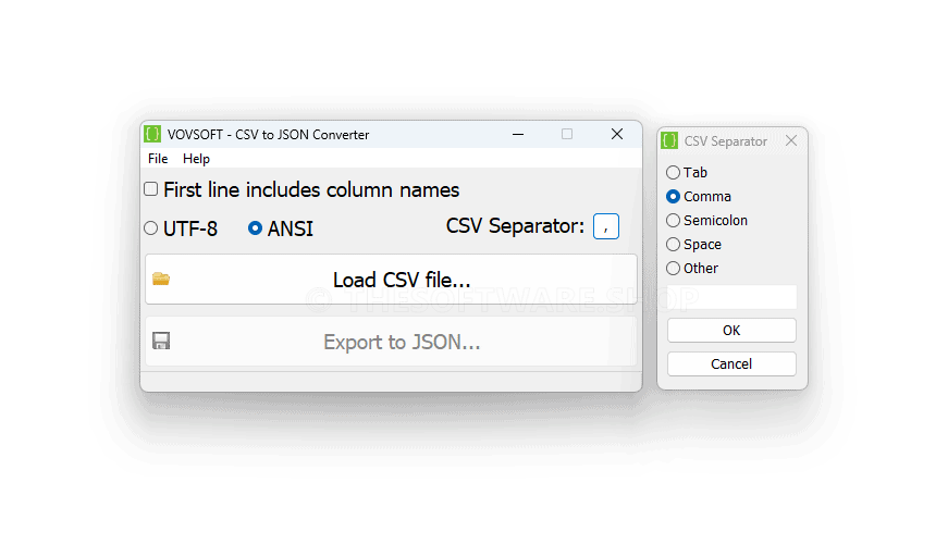 Vovsoft CSV to JSON Converter Screenshot