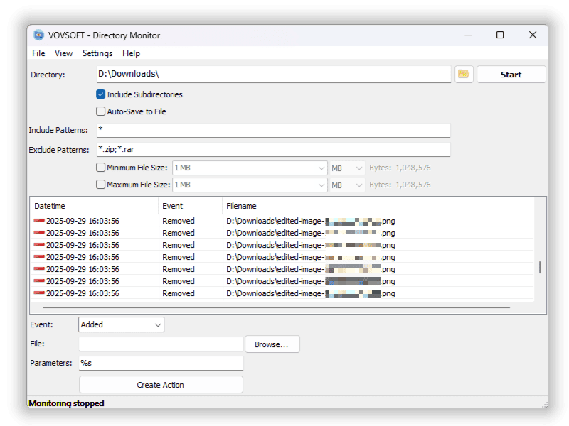 Vovsoft Directory Monitor Screenshot