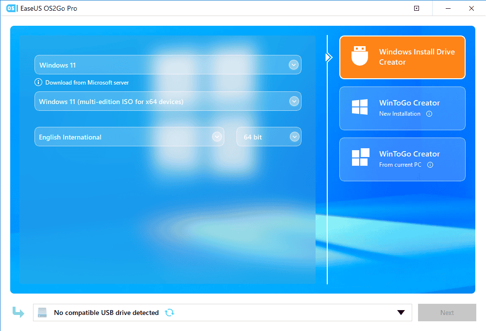 EaseUS OS2Go Pro Screenshot