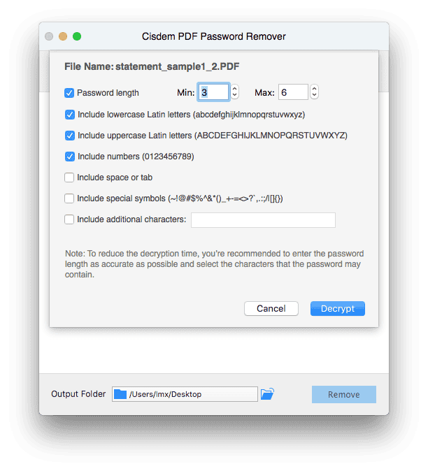 Cisdem PDF Password Remover - provide clues
