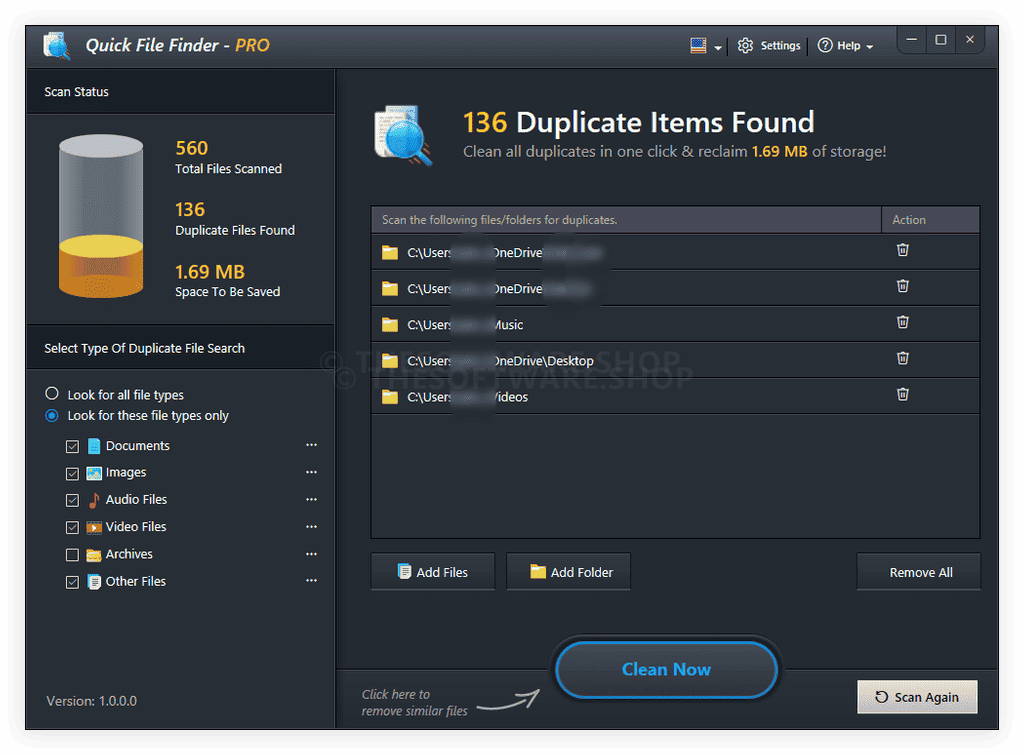 Digital Protection Service Quick File Finder Interface Screenshot