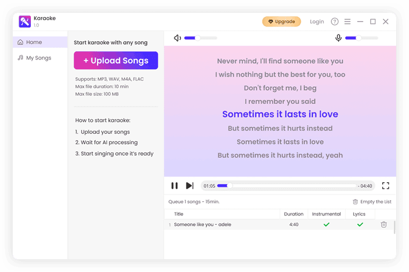 KaraUp Karaoke Player Screenshot