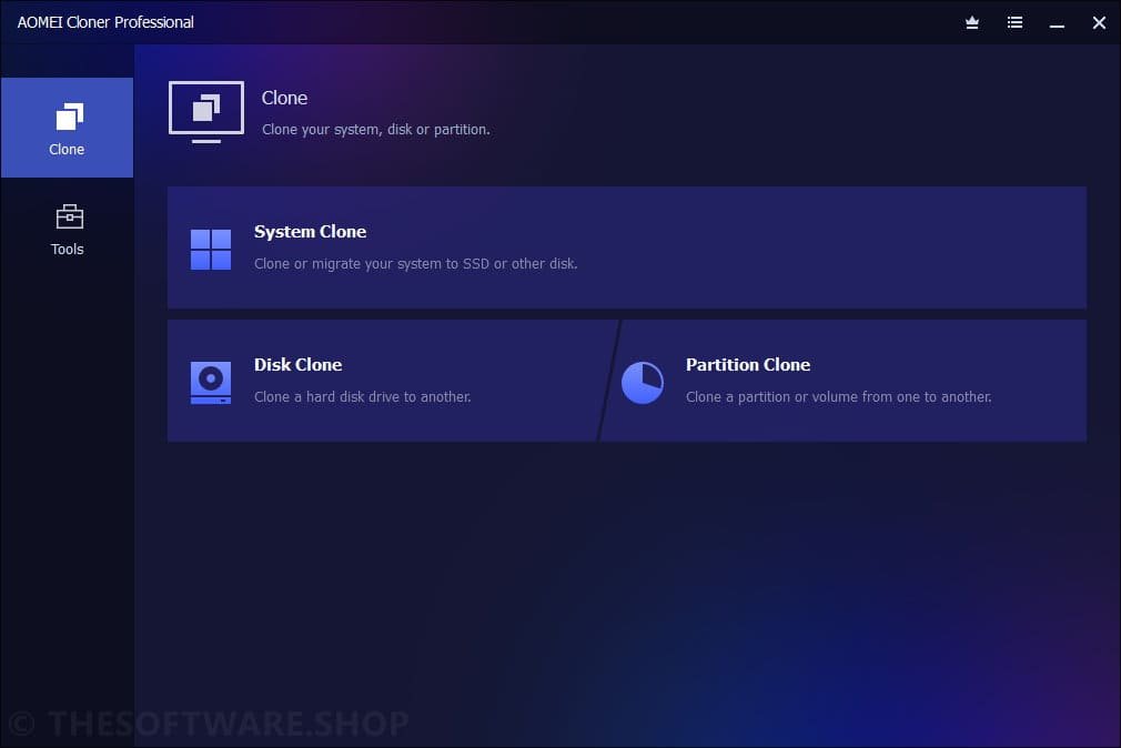AOMEI Cloner Pro Main Interface