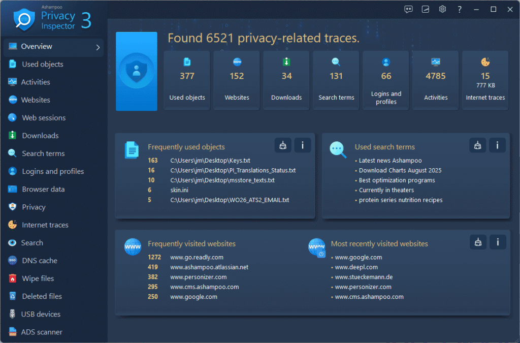 Ashampoo Privacy Inspector 3 Screenshot