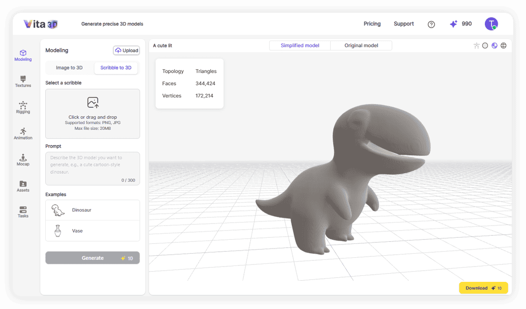 Vita3D AI 3D Model Generator Screenshot