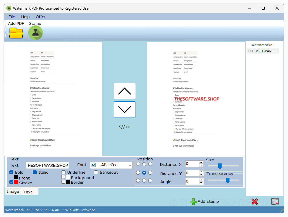 PCWinSoft Watermark PDF Pro Screenshot