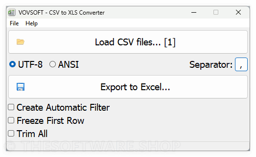 Vovsoft CSV to XLS Converter Screenshot