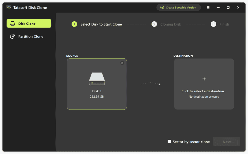 Tatasoft Disk Clone Screenshot