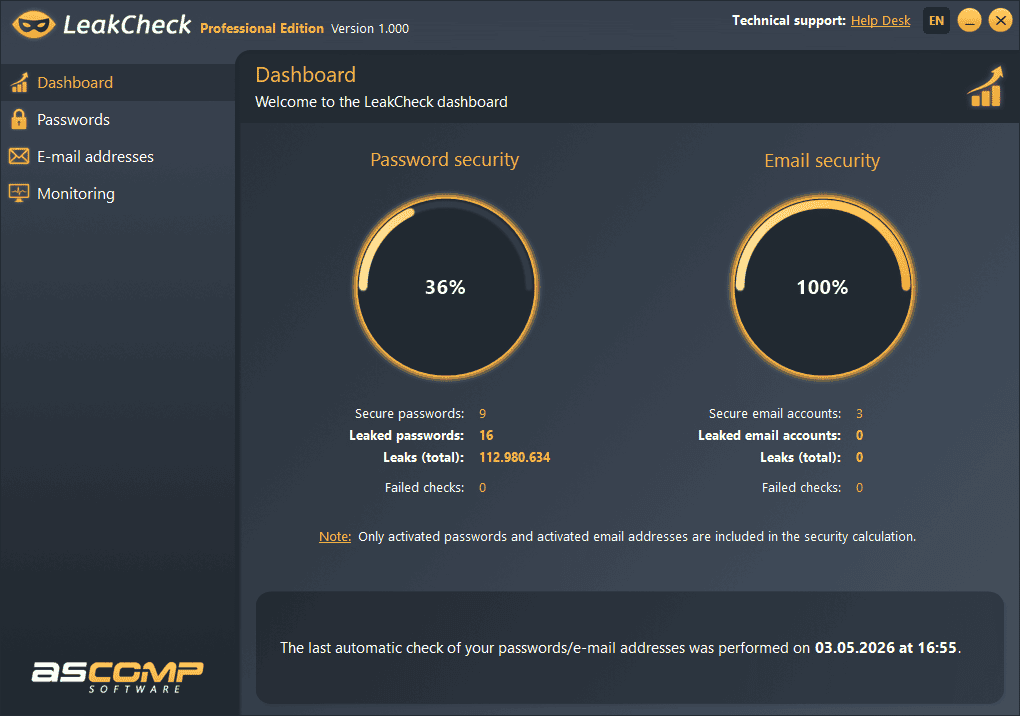 ASCOMP LeakCheck Professional Screenshot