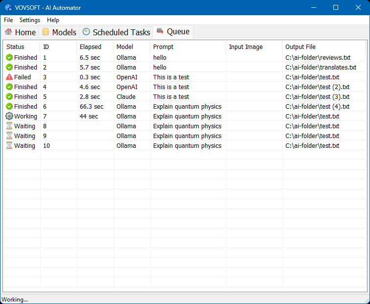 Vovsoft AI Automator Queue