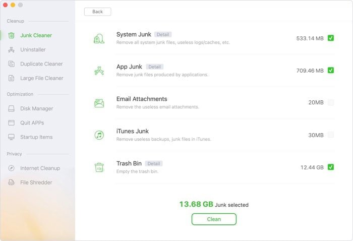 AweCleaner Screenshot - Cleanup