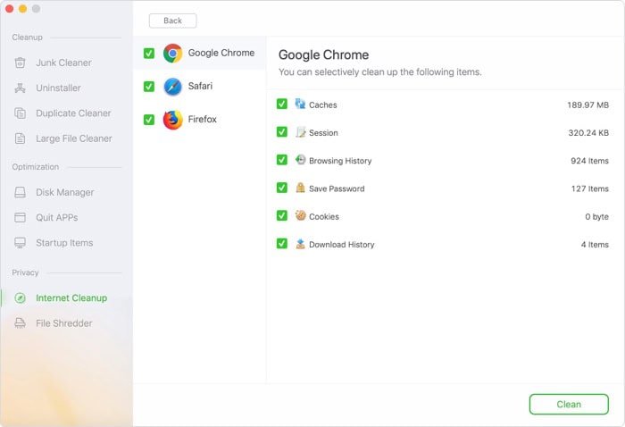 AweCleaner Screenshot - Privacy