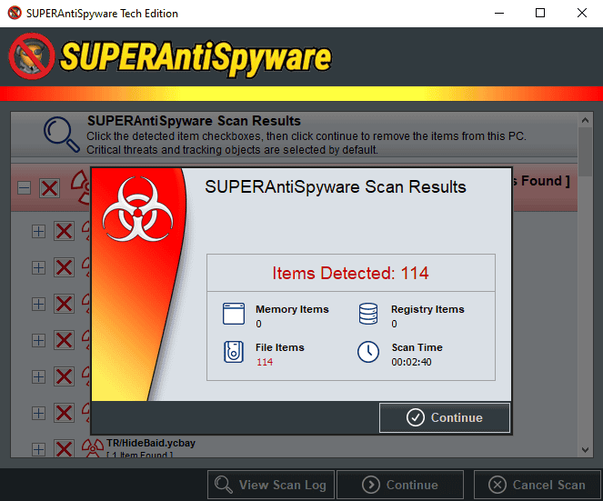 SUPERAntiSpyware PRO - Scan Results