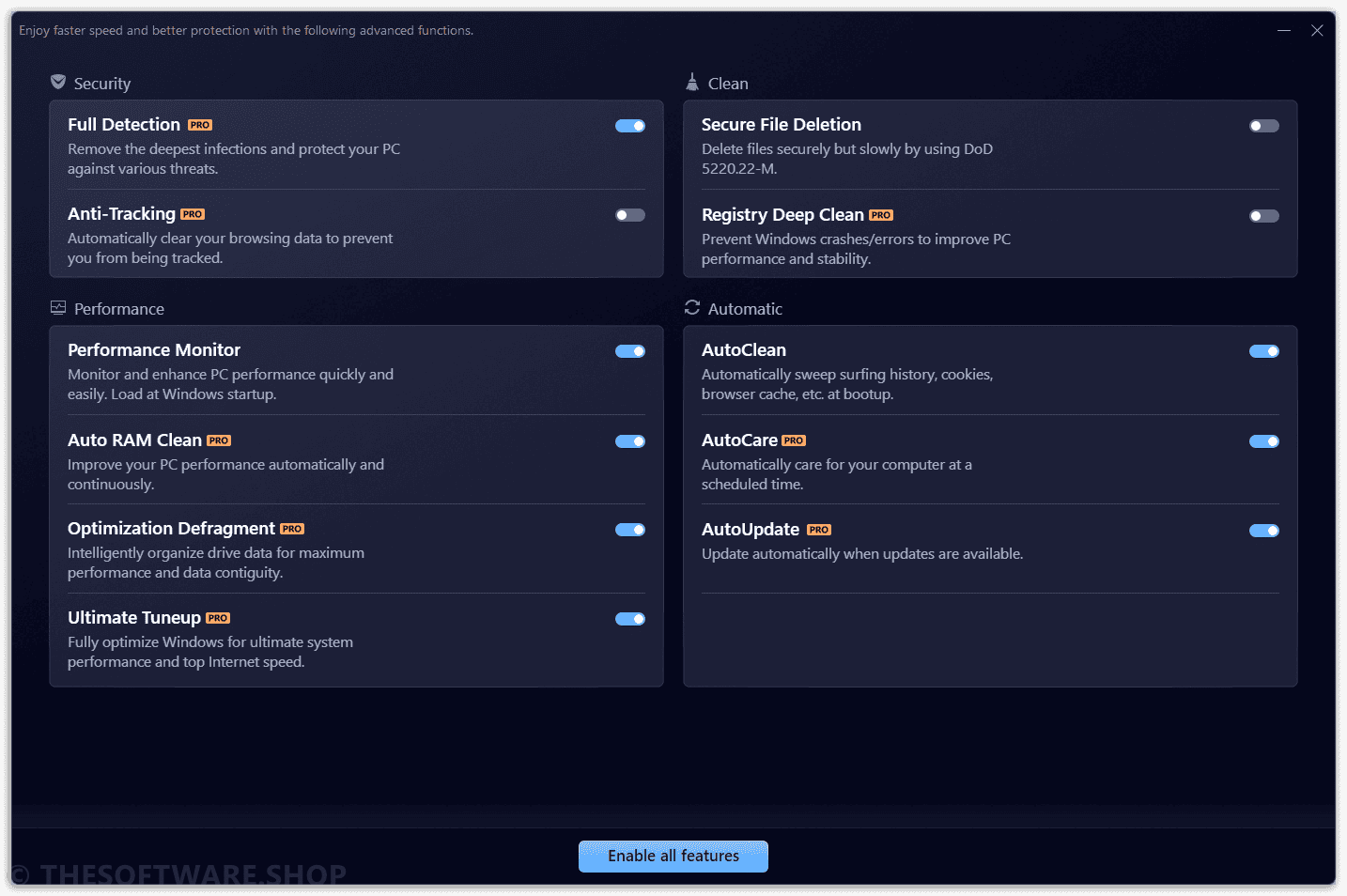 IObit Advanced SystemCare 20 Pro - Quick Settings