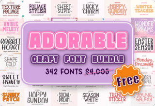Giveaway – Adorable Craft Font Bundle: Free 342 fonts designed for Cricut, Silhouette & all your DIY projects. Commercial license