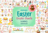 Giveaway – Adorable Easter Graphic Bundle: Free 49 Premium Watercolor Illustrations for Cards, Crafts & Digital Designs | Commercial License