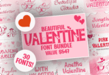 Giveaway – Beautiful Valentine Font Bundle: Free Commercial License | 30 Stunning Fonts for Your Romantic Projects.