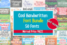 Giveaway – Cool Handwritten Fonts Bundle: Free 50 Stylish Fonts for T-Shirts, Kids’ Books, Greeting Cards, Posters & More – Includes Commercial License –