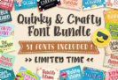 Giveaway – Quirky & Crafty Font Bundle: Free 51 Premium Fonts | Commercial License | OTF/TTF | Windows, Mac, Linux Compatible