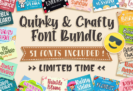 Giveaway – Quirky & Crafty Font Bundle: Free 51 Premium Fonts | Commercial License | OTF/TTF | Windows, Mac, Linux Compatible