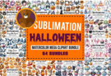 Giveaway – Watercolor Halloween Sublimation Clipart Bundle: Free 64 Spooky High‑Res PNG Packs | Commercial License
