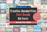99% Off – Creative Handwritten Fonts Bundle: 100 Premium Fonts with Commercial License – for Windows, Mac OS X