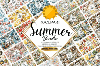 99% Off – Hello Summer Clipart Huge Bundle: 1100+ High-res PNGs Across Different Themes | Commercial License