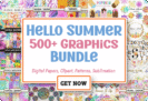 Giveaway – Hello Summer Graphics Bundle: Free 500+ Digital Papers, Clipart, Sublimation, Textures & Backgrounds for Summer Crafts – Commercial Use Included