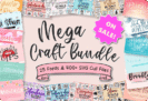Giveaway – Mega Craft Bundle: Free 25 Unique Fonts & 400+ SVG Cutting Files | Commercial License Included