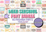 Giveaway – Mega Seasonal Font Bundle: Free 82 Playful & Trendy Fonts for Crafts, Shirts, Invitations & More | Commercial License