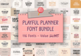 Giveaway – Playful Planner Font Bundle: 116 Premium Fonts | Commercial License – for WIndows, Mac, Linux