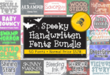 Giveaway – Spooky Handwritten Fonts Bundle: Free 50 Halloween-themed Fonts with Commercial License
