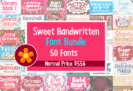 Giveaway – Sweet Handwritten Fonts Bundle: Free Commercial Use | 50 Playful and Versatile Fonts – for Windows, Mac, Linux