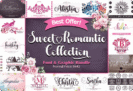 Font Giveaway – Sweet Romantic Collection Font & Graphic Bundle: Free 43 Premium Fonts & 4 Premium Graphic Packages with Commercial License