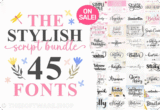 $1 Only – The Stylish Script Font Bundle: 45 Premium Fonts by rotterlabstudio | Comercial License
