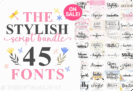 $1 Only – The Stylish Script Font Bundle: 45 Premium Fonts by rotterlabstudio | Comercial License