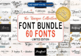Font Giveaway – The Unique Collection Font Bundle: 60 Premium Script Fonts with Commercial License