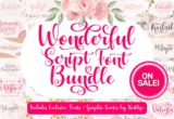 Giveaway- Wonderful Script Font Bundle: 53 Premium Fonts & 12 Premium Graphics | Commercial License