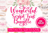 Giveaway- Wonderful Script Font Bundle: 53 Premium Fonts & 12 Premium Graphics | Commercial License